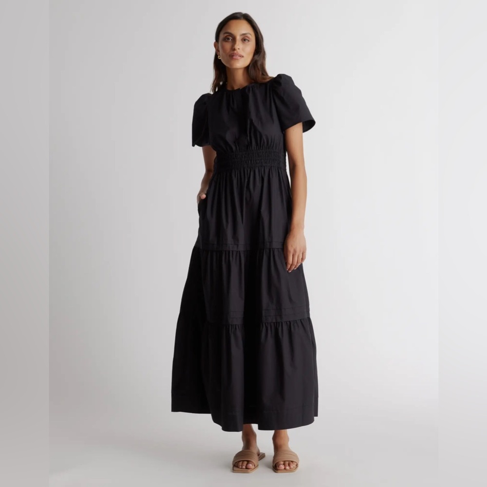 Quince 100% Organic Cotton Tiered Maxi Prairie Dress Medium